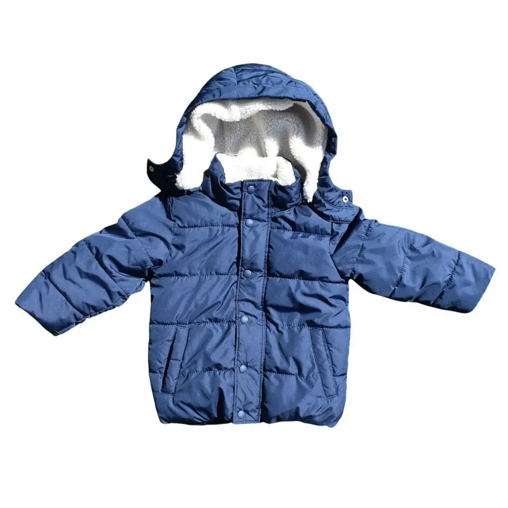 Baby Gap Warmest Jacket - Hooded Fleece Puffer Coat Navy Blue - Toddler 3 Years